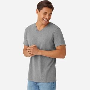 Men's Bombas Pima Cotton V-Neck T-Shirt Gray Size L
